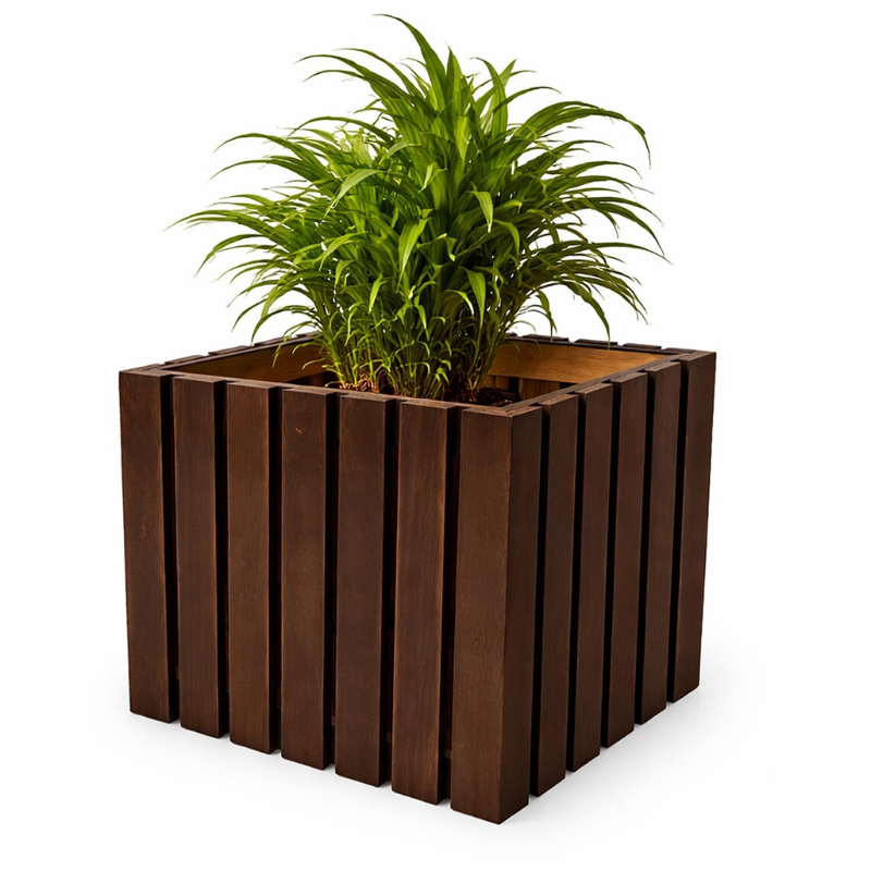 Natural Wooden Planter Box – 38.5 × 36.5 × 35 cm | Flower, Herb & Garden Planter