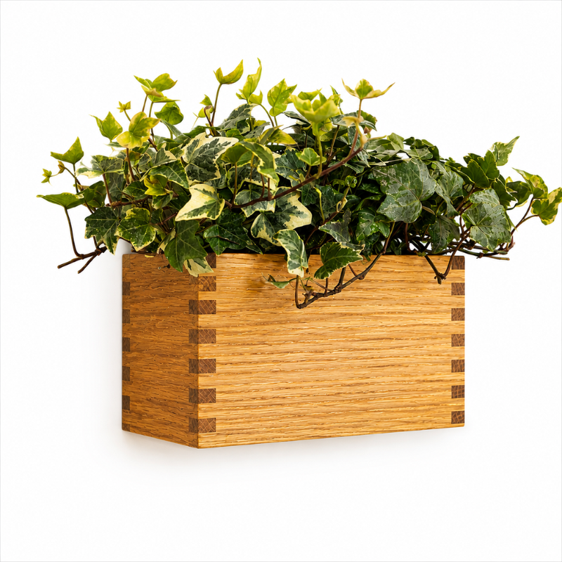 Magnetic Oak Wood Planter – Wall-Mounted Herb & Flower Pot | 20 × 11 × 11 cm