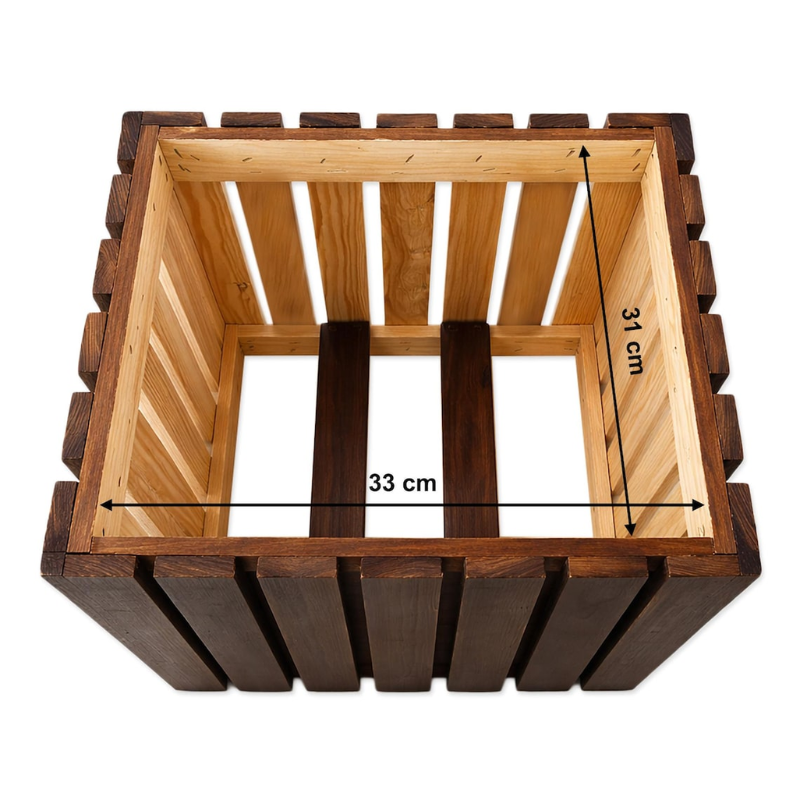 Natural Wooden Planter Box – 38.5 × 36.5 × 35 cm | Flower, Herb & Garden Planter