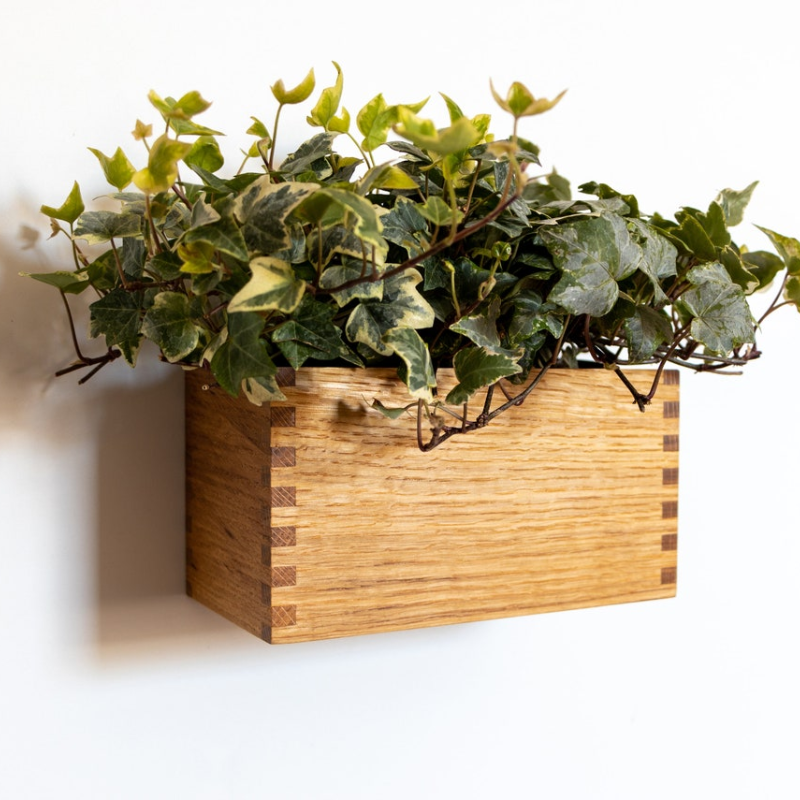 Magnetic Oak Wood Planter – Wall-Mounted Herb & Flower Pot | 20 × 11 × 11 cm