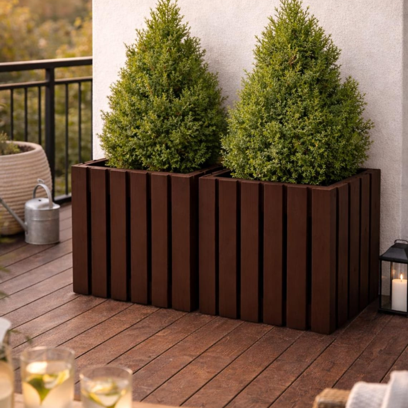 Natural Wooden Planter Box – 38.5 × 36.5 × 35 cm | Flower, Herb & Garden Planter