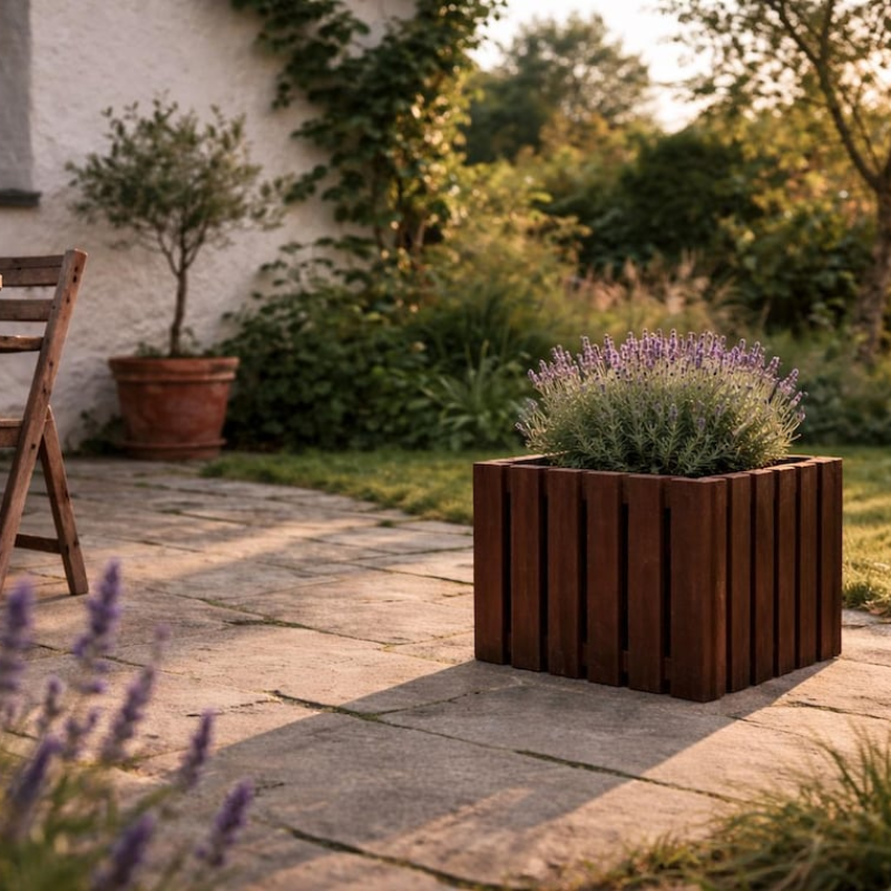 Natural Wooden Planter Box – 38.5 × 36.5 × 35 cm | Flower, Herb & Garden Planter