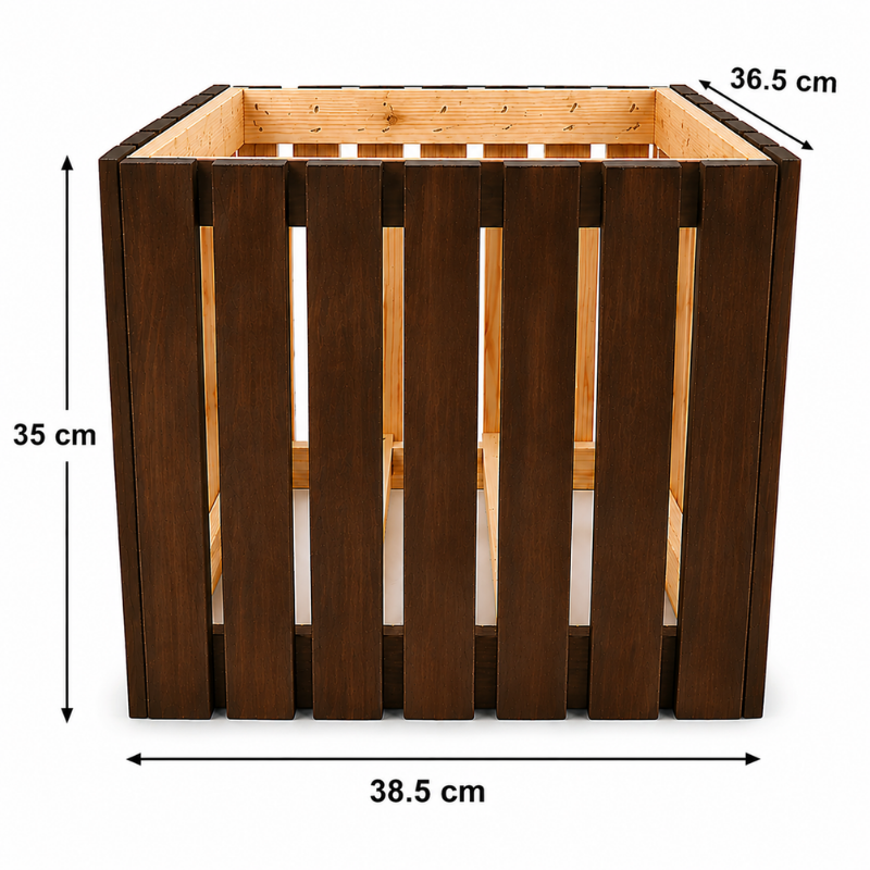 Natural Wooden Planter Box – 38.5 × 36.5 × 35 cm.